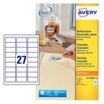 Avery Remv Lsr Lbls Wht 27L/Sht Bx25