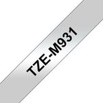 Brother Tze Tpe 12Mmx8M Blk/Slv Tpe