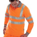 Hi Vis Polo Shirt Lng Sle Orange 3Xl