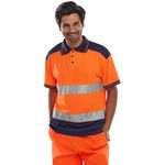 2 Tone Hi Vis Polo Shirt Org/Blu Xs
