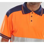2 Tone Hi Vis Polo Shirt Org/Blu Xs