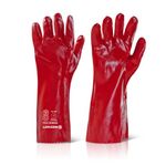 Pvc Gauntlets 1 Pair Red 16 Inch