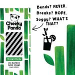Bamboo Paper Straw Blk Stripes Pk250