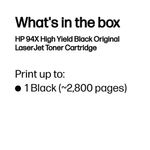 Hp 94X Hy Toner Cartridge Blk Cf294X
