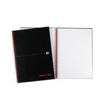 Black N Red Hb Wire Sq Notebk A4 Pk5