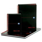 Black N Red Hb Wire Sq Notebk A4 Pk5