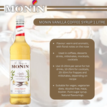Monin Vanilla Coffee Syrup 1 Litre (Plas