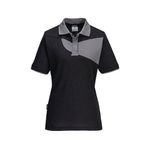 Pw2 Womens Polo S/S Blk/Zoom Grey L