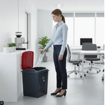 Vfm Recycling Bin Gry/Red Lid 50L