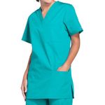 Prof V-Neck Scrub Top Teal Blue 2Xs
