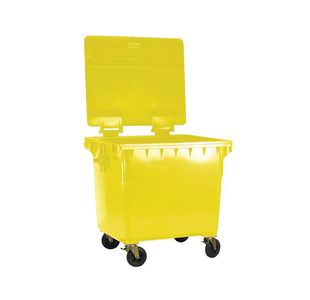 2Work Wheelie Bin 1100L W/Lck Ld Ylw