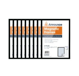 Announce Magnetic Frames A4 Blk Pk10