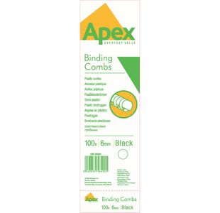 Fellowes Apex Combs 6Mm Black Pk100