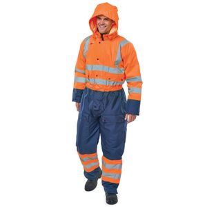 2Tone Hi Vis Coverall Org/Nblu S