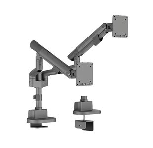 Dual Pole-Mounted Monitor Arm Grey