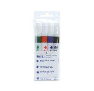 Dry Wipe Markers Bullet Tip Ast Pk4