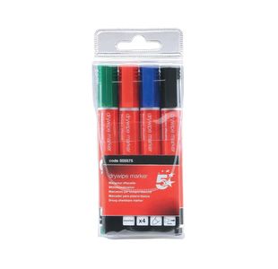 Drywipe Marker Bullet Tip Ast Pk4