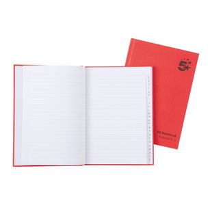Notebook Ruled Indexed A5 Red Pk5