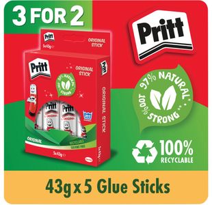 Pritt Stick Glue Stick 43G Pk5 3For2