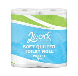 2Work Quilted Toilet Roll 2-Ply Pk40