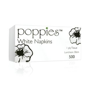 Poppies 1-Ply Nap 30Cm Wht Pk5000