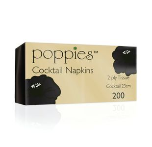 Poppies Cocktail Nap Blk P4000