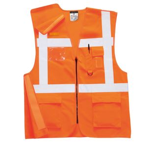 Hi-Vis Zip Executive Vest Org S Pk10