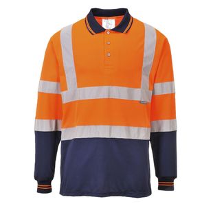 Hi-Vis Cont Polo L/S Org/Navy Xxl
