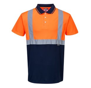 Hi-Vis Contrast Polo S/S Org/Navy Xs