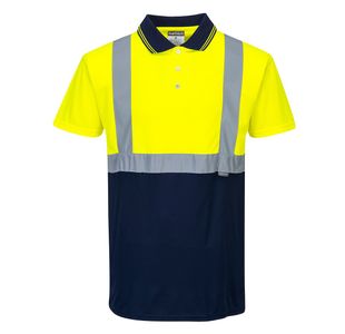 Hi-Vis Contrast Polo S/S Ylw/Navy Xs