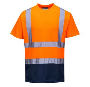 Hi-Vis Cont T-Shirt S/S Org/Navy L