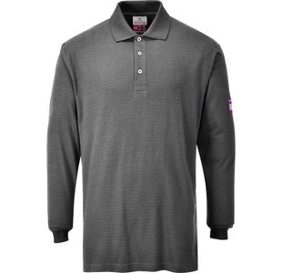 Fr Anti-Static L/S Polo Gry L