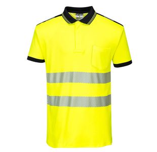 Pw3 Hi-Vis C/C Polo S/S Ylw/Blk Xl