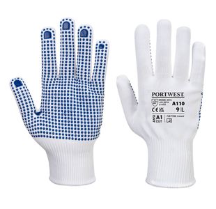 Polka Dot Glove White/Blue Xs Pk12