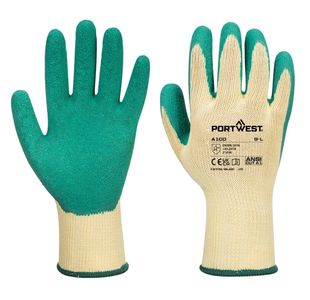 Grip Glove 1 Pair Latex Large Green