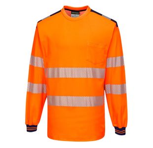 Pw3 Hi-Vis C/C T-Shirt L/S Org/Nvy M