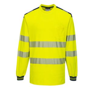 Pw3 Hi-Vis C/C T-Shirt Ls Yw/Nvy Xxl