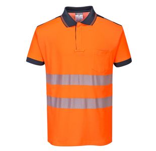 Pw3 Hi-Vis C/C Polo S/S Org/Navy M
