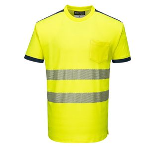 Pw3 Hi-Vis C/C T-Shirt S/S Ylw/Nvy S