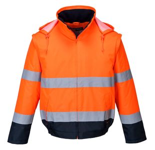 Hi-Vis 2-In-1 Cont Bomber Org/Nvy Xl