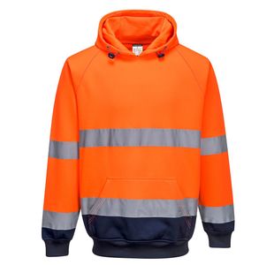 Hi-Vis Contrast Hoodie Org/Navy S