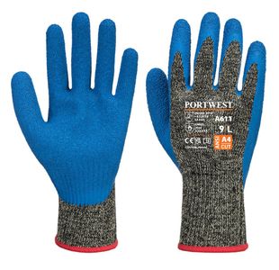 Aramid Latex Glv Blk/Blu L Pk12