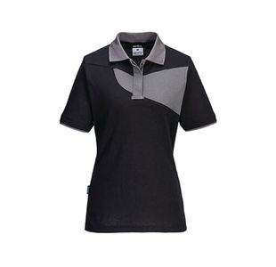 Pw2 Womens Polo S/S Blk/Zoom Grey L