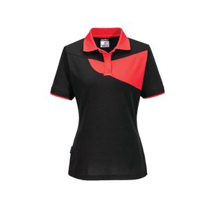 Pw2 Womens Polo S/S Blk/Red Xl