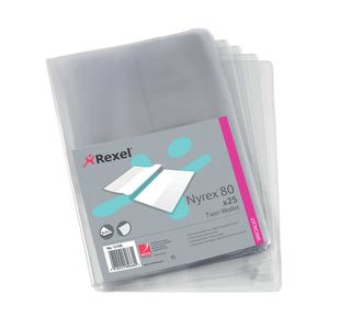 Rexel Nyrex Twin Wallet A4 Clr Pk25