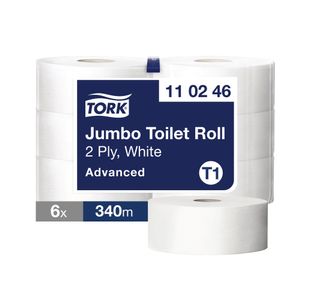 T1 Jumbo Toilet Roll 2-Ply Wht Pk6