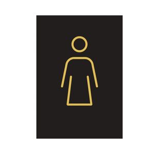 Female Toilet Sign 105X150Mm Blk/Gld