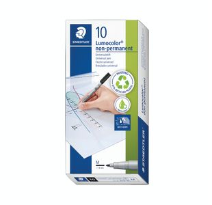 Lumocolor Pen Non-Perm Med Blk Pk10