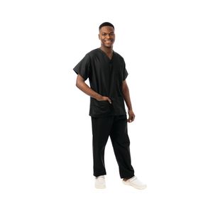 Unisex Scrub V-Neck Top Black S