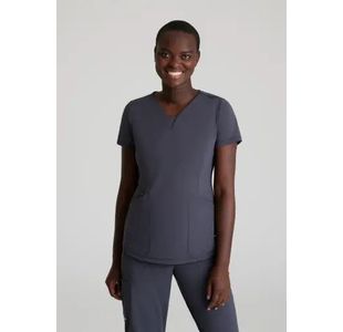 Serene Knit Scrub Top Pewter S